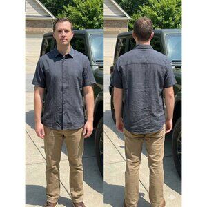 NWT Marc Asher New York Men's Short Sleeve Button Down Shirt Dark Grey Medium